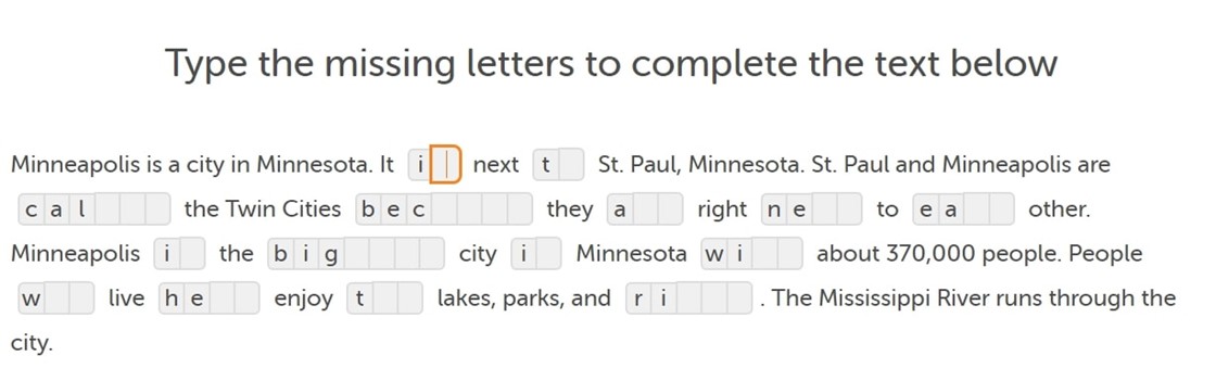type missing letters